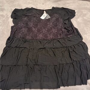 Torrid Black Mesh Lace Tiered Babydoll